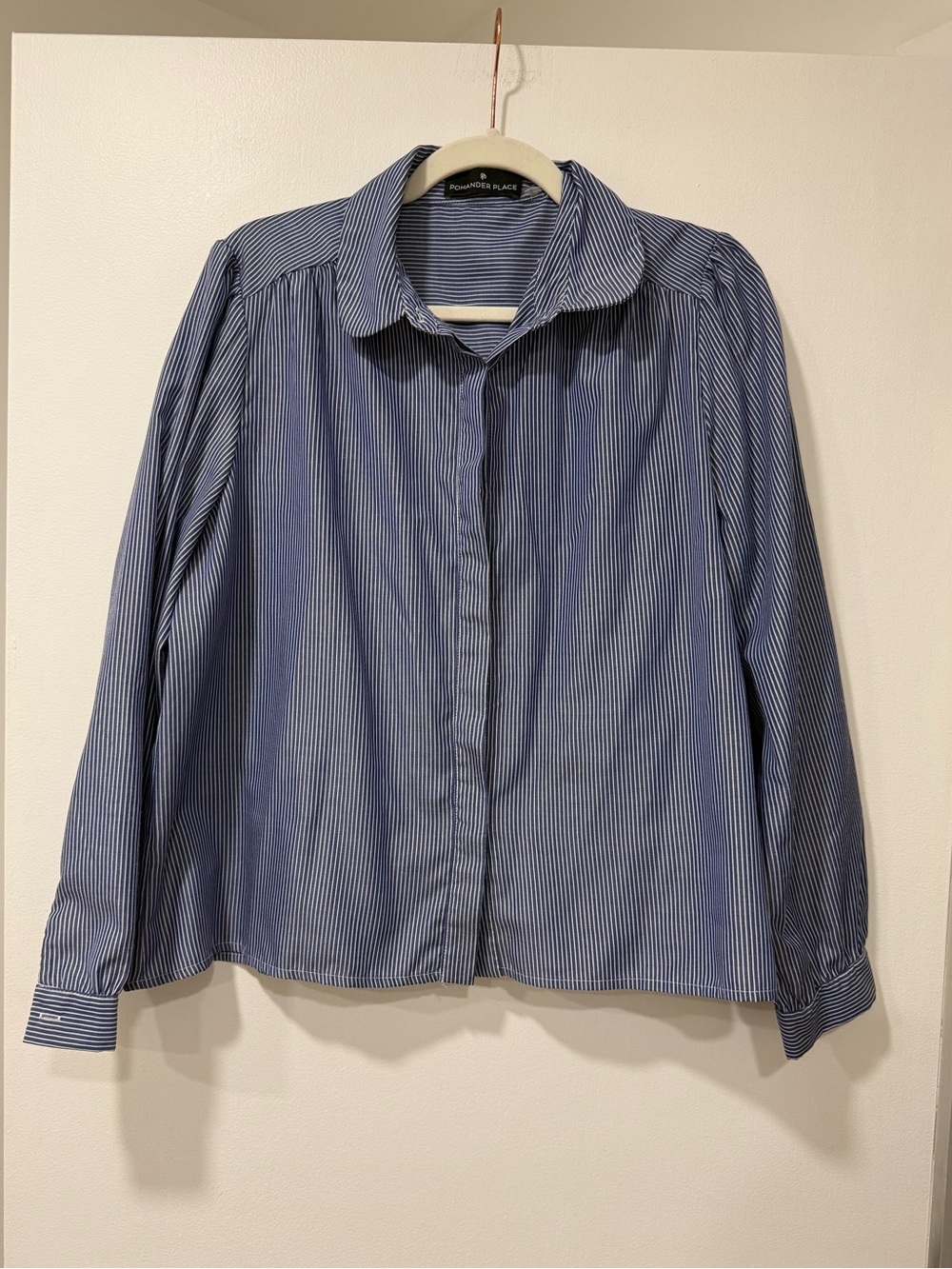 Pomander Place Blue Striped Button-Up Shirt